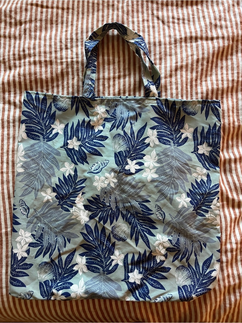 Blue Tropical Floral Tote Bag - Unbranded